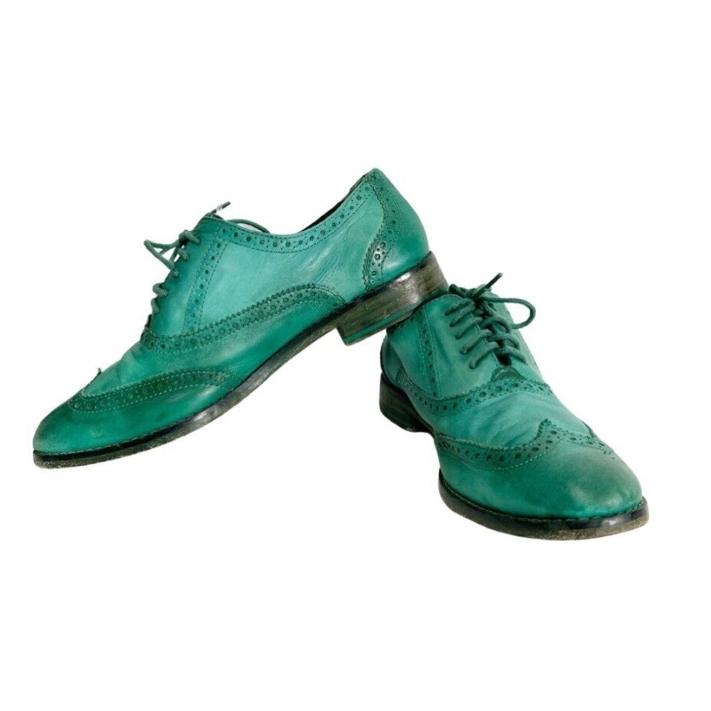Cole Haan Green Leather Wingtip Oxfords